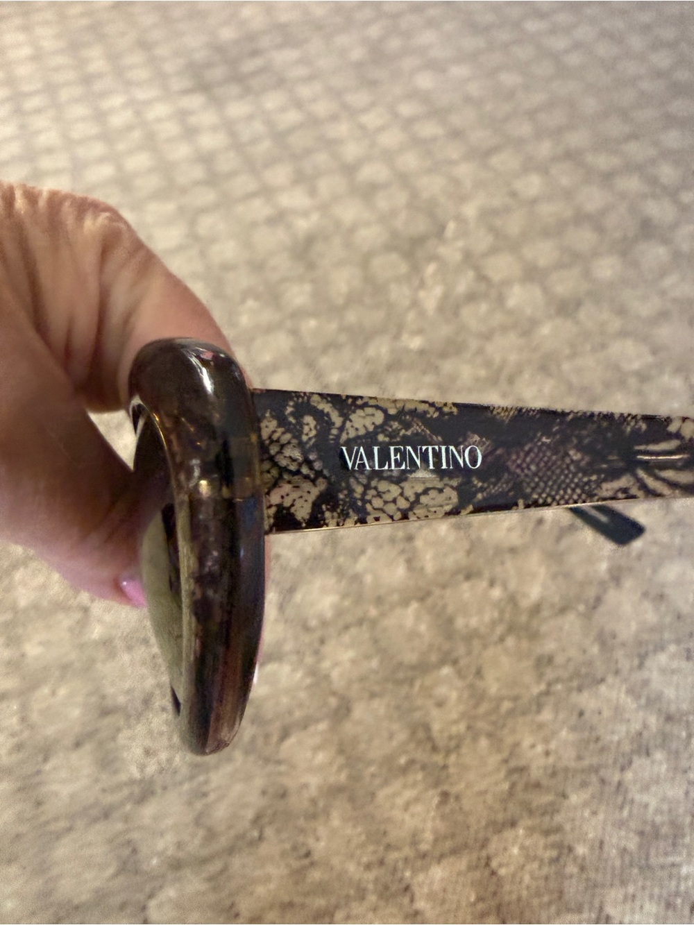 Valentino Women's Black and Brown Patterned Sunglasses